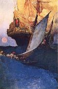 Howard Pyle An Attack on a Galleon oil painting artist